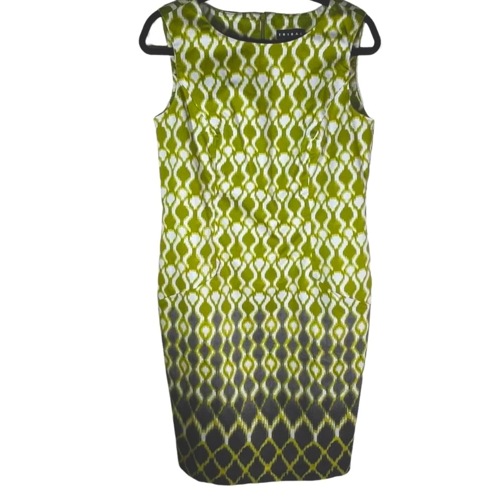 Tribal Women’s Green Gray Sheath Dress Size 12, fully lined